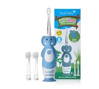Brush-Baby WildOnes - Spazzolino da denti elettrico ricaricabile a forma di elefante, 1 manico, 3 testine, cavo di ricarica USB, per bambini da 0 a 10 anni (elefante)