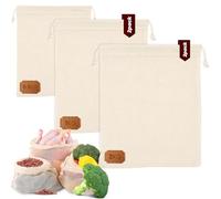 Brush & Style Confezione da 5 sacchetti in rete per cottura - Reti in cotone biologico per cucinare legumi, verdure e ceci in pentola a pressione - 2 da 1 kg, 2 da 2 kg e 1 da 0,5 kg, beige, Borse da
