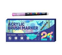 Brush Tip Acrylic Paint Pens - Multi-Colour Layerable Art Marker Set, Soft Paint Markers for Kids, Adults, Party, Thanksgiving, School, Offices, Decorations, Crafting, Birthday | Rich Pigment, Control