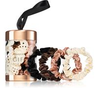 BrushArt Gift for You Slim satin scrunchie set elastici per capelli Black & Cream