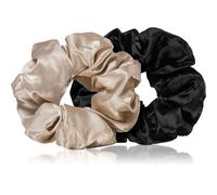 BrushArt Hair Large satin scrunchie set elastici per capelli Cream & Black