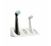 BrushDock Portaspazzolino adatto per Oral-B & Oral-B iO - senza fori con cuscinetto adesivo - 1-4 slot - igienico, salvaspazio e ad asciugatura rapida (grigio, 2 slot Oral-B)