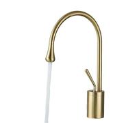 Brushed Gold Bathroom Basin Faucet Single Lever 360 Spout Moder Brass Hot Cold Mixer Water Sink Tap For Kitchen(Brushed gold medium)