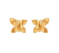 Brushed Gold Butterfly Earrings, Delicate Lightweight Minimalist Studs, Elegant Metal Jewelry for Women Girls Daily Wear Gift