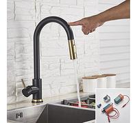 Brushed Smart Touch On Kitchen Faucet Sensor 360 Rotation Pull out Single Handle Mixer Tap Two Water Modes Sink Crane Hot Cold Heavy Duty