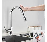 Brushed Smart Touch On Kitchen Faucet Sensor 360 Rotation Pull out Single Handle Mixer Tap Two Water Modes Sink Crane Hot Cold Heavy Duty