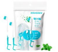 Brushee Strumento per l’Igiene Orale 4-in-1 con Dentifricio, Spazzolino, Filo Interdentale e Pick, Spazzolini Monouso Singolarmente Confezionati per Adulti, Cura Igienica da Portare