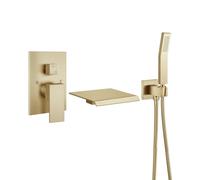 BrusheWall Mount Vasca Filler Cascata Design con HandhelShower Maniglia singola Rubinetto SoliBrass & Roughin Valve Bagno T Set
