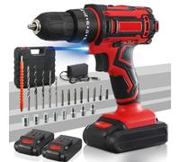 Brushless, avvitatore a LED senza fili, con 2 x 2,0 Ah e 25+1 Clutch, avvitatore a batteria con 12 punte e 42 Nm coppia per mattoni, metallo, legno
