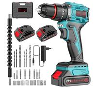 Brushless Trapano Avvitatore Batteria 21V, Trapano Percussione con Batterie, trapano avvitatore a percussione, Avvitatore Elettrico (2x2.0 Ah, 55 Nm, 23+3 Coppie, 24 accessori te)