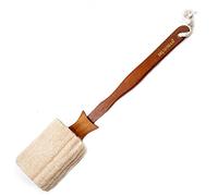 Brushman Spazzola da bagno in luffa con manico lungo in legno, per uomini e donne, spugna da doccia, esfoliante delicato, esfoliante a umido e a secco (ECP-347)