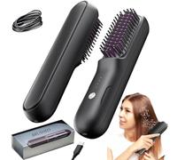 Brusho Hair Pro, piastra for capelli senza fili, piastra for capelli senza fili, Brusheo Hair Pro, mini piastra for capelli a pettine caldo for donna