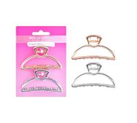 Brushworks Elegant Metal Claw Clips - 2 Pack Gold & Silver Luxe Finish Hair Accessories with Secure Grip, Comfortable Rounded Teeth, Stylish Updo & Half-Up Styles, Thick & Long Hair