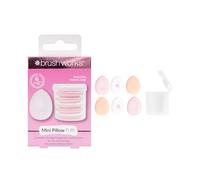 Brushworks Mini Pillow Puffs, 6 Pack, Soft Mini Makeup Sponges for Foundation and Powder, Pink & Beige