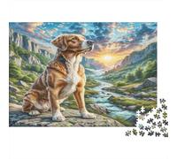 Brussels Griffon - Carta - Cane sulla rupe rocciosa con ruscello - Puzzle - Regalabile per tutta la famiglia - 70x50cm/1000 pezzi