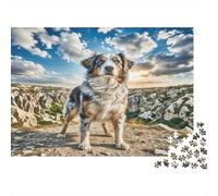 Brussels Griffon - Carta pesante - Pastore Australiano sulla rupe rocciosa - Puzzle - Attività rilassante per principianti - 52x38cm/1000 pezzi