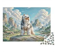 Brussels Griffon - Cartone rigido - Husky sulla rupe rocciosa con montagne - Puzzle classico - Passatempo interattivo - 70x50cm/1000 pezzi