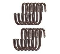 Brute Strength - Ganci a forma di S avvolti in pelle pieno fiore - 12 pz - marrone - Appendini e ganci in metallo inox per cucina