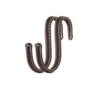 Brute Strength - Ganci a forma di S avvolti in pelle pieno fiore - 2 pz - marrone - ganci in metallo in acciaio inox per cucina