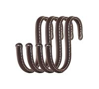 Brute Strength - Ganci a forma di S avvolti in pelle pieno fiore - 4 pezzi - Cognac - 10 cm di acciaio inossidabile Ganci da appendere per cucina, officina, bagno