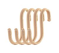 Brute Strength - Ganci a forma di S avvolti in pelle pieno fiore - 4 pezzi - Naturale - 10 cm di acciaio inossidabile Ganci da appendere per cucina, officina, bagno