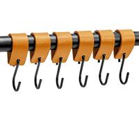 Brute Strength - Ganci a S multifunzionali in pelle - giallo ocra - 6 pezzi - Gancio per cappotto - per cucina, bagno, camera da letto e ufficio