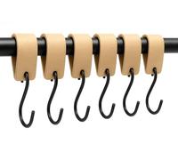 Brute Strength - Ganci a S multifunzionali in pelle - Naturale - 6 pezzi - Gancio per cappotto - per cucina, bagno, camera da letto e ufficio