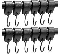 Brute Strength - Ganci a S multifunzionali in pelle - Nero - 12 pezzi - Gancio per cappotto - per cucina, bagno, camera da letto e ufficio