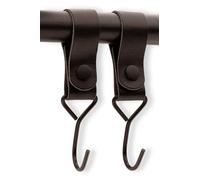 Brute Strength - Gancio multifunzione con passante in pelle - Nero - 2 X - Gancio appendiabiti in pelle