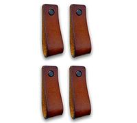 Brute Strength - Maniglie in pelle - 16,5 x 2,5 cm - Cognac - 4 pezzi