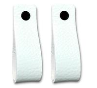 Brute Strength - Maniglie in pelle per mobili - Bianco - 2 pezzi - 16,5 x 2,5 cm - Maniglia per mobili, maniglia per porte per cucina, bagno, armadi, comò, legno