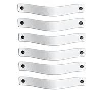 Brute Strength - Maniglie in pelle per mobili - Bianco - 6 pezzi - 20 x 2,5 cm - Maniglia per mobili, maniglia per porte per cucina, bagno, armadi, comò, legno