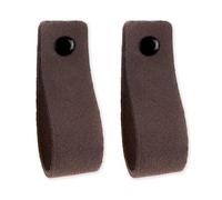 Brute Strength - Maniglie in pelle per mobili - Camoscio - Grigio - 2 pezzi - 16,5 x 2,5 cm - Maniglia per mobili, maniglia per porte per cucina, bagno, armadi, comò, legno