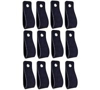 Brute Strength - Maniglie in pelle per mobili - Camoscio - Nero - 12 pezzi - 16,5 x 2,5 cm - Maniglia per mobili, maniglia per porte per cucina, bagno, armadi, comò, legno