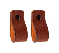 Brute Strength - Maniglie in pelle per mobili - Cognac - 2 pezzi - 12,5 x 2,5 cm - Maniglia per mobili, maniglia per porte per cucina, bagno, armadi, comò, legno