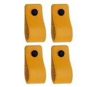 Brute Strength - Maniglie in pelle per mobili - Giallo ocra - 4 pezzi - 12,5 x 2,5 cm - Maniglia per mobili, maniglia per porte per cucina, bagno, armadi, comò, legno