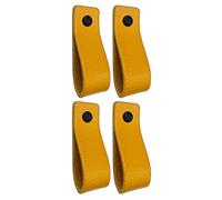 Brute Strength - Maniglie in pelle per mobili - Giallo ocra - 4 pezzi - 16,5 x 2,5 cm - Maniglia per mobili, maniglia per porte per cucina, bagno, armadi, comò, legno