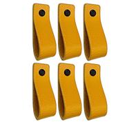 Brute Strength - Maniglie in pelle per mobili - Giallo ocra - 6 pezzi - 16,5 x 2,5 cm - Maniglia per mobili, maniglia per porte per cucina, bagno, armadi, comò, legno