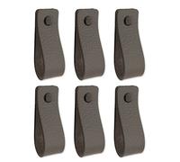 Brute Strength - Maniglie in pelle per mobili - Grigio scuro - 6 pezzi - 16,5 x 2,5 cm - Maniglia per mobili, maniglia per porte per cucina, bagno, armadi, comò, legno