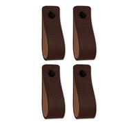 Brute Strength - Maniglie in pelle per mobili - Marrone - 4 pezzi - 16,5 x 2,5 cm - Maniglia per mobili, maniglia per porte per cucina, bagno, armadi, comò, legno