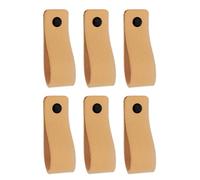 Brute Strength - Maniglie in pelle per mobili - Naturale - 6 pezzi - 16,5 x 2,5 cm - Maniglia per mobili, maniglia per porte per cucina, bagno, armadi, comò, legno