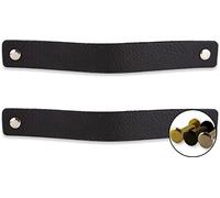 Brute Strength - Maniglie in pelle per mobili - Nero - 2 pezzi - 20 x 2,5 cm - Maniglia per mobili, maniglia per porte per cucina, bagno, armadi, comò, legno