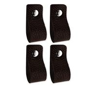 Brute Strength - Maniglie in pelle per mobili - Nero - 4 pezzi - 12,5 x 2,5 cm - Maniglia per mobili, maniglia per porte per cucina, bagno, armadi, comò, legno