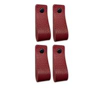 Brute Strength - Maniglie in pelle per mobili - rosso bordeaux - 4 pezzi - 16,5 x 2,5 cm - Maniglia per mobili, maniglia per porte per cucina, bagno, armadi, comò, legno