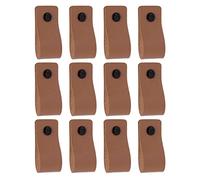 Brute Strength - Maniglie in pelle per mobili - Taupe - 12 pezzi - 12,5 x 2,5 cm - Maniglia per mobili, maniglia per porte per cucina, bagno, armadi, comò, legno