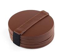 Brute Strength - Sottobicchieri in pelle - Cognac - Rotondo - 10 pezzi