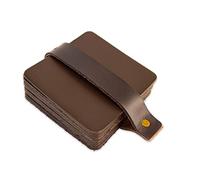 Brute Strength - Sottobicchieri in pelle - Marrone - Quadrato - 10 pezzi | Sottobicchieri lavabili in cuoio pieno fiore per bicchieri e tazze; con cinghia per riporli ordinatamente