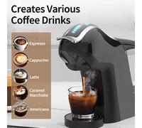 Brutelle Macchina da caffè a capsule 5 in 1 19 bar Completamente automatica per uso domestico di piccole dimensioni Serbatoio dell'acqua rimovibile da 1 litro Universale compatibile 1450 W