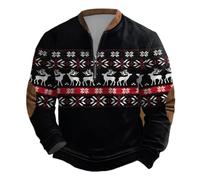 Brutto maglione natalizio da donna senza cappuccio Vintage albero di Natale maglione con 1/4 cerniere Xmas Christmas a maniche lunghe, maglione invernale Baggy Retro maglione natalizio, X nero., M