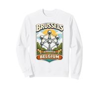 Bruxelles Belgio Atomium Vintage Travel Graphic Felpa
